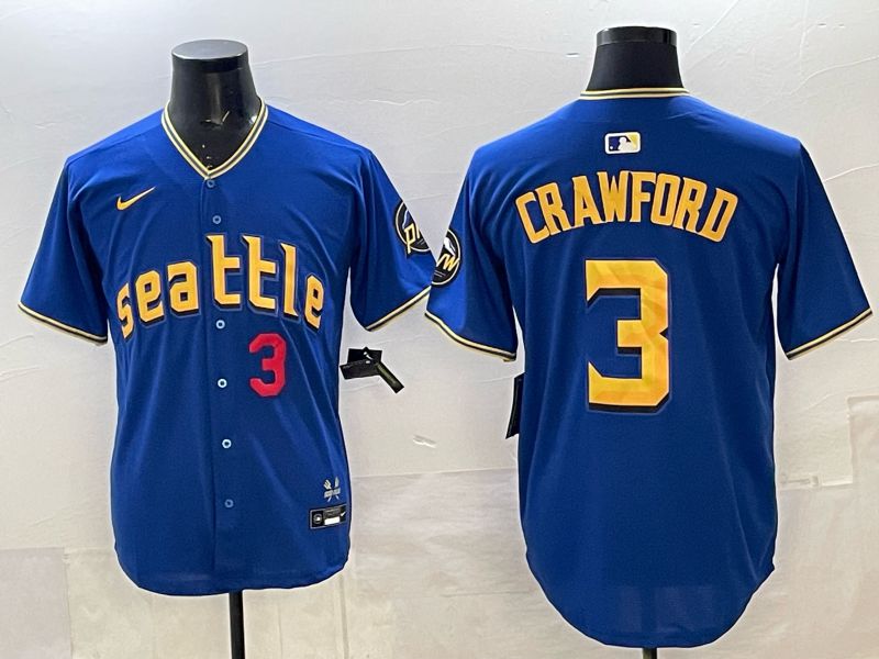 Men Seattle Mariners #3 Crawford blue Game Nike MLB 2025 Jersey 006->seattle mariners->MLB Jersey